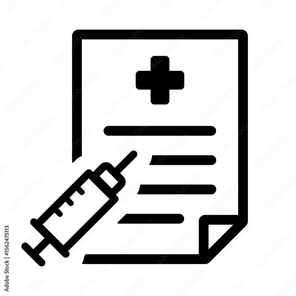 Fototapeta premium 予防接種証明書のイラストアイコン