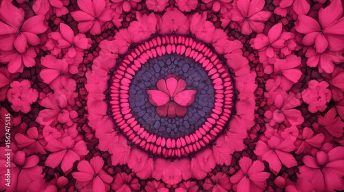 Wallpaper Mural A vibrant mandala composed of pink flowers and delicate petals, ideal for decorative purposes, greeting cards, or digital wallpapers, embodying beauty and serenity in nature, Torontodigital.ca