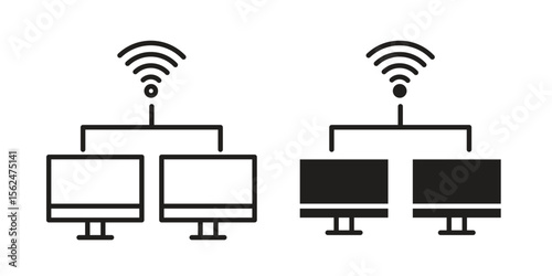 Local network icon Black and White Vector Graphic
