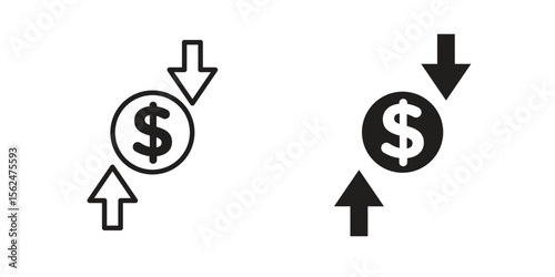Operating profit loss icon Black and White Vector Graphic