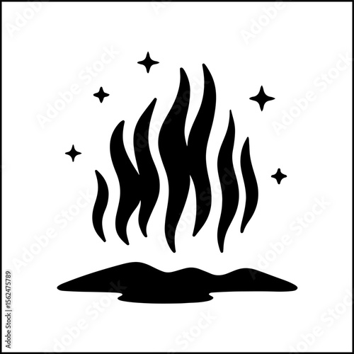 Aurora borealis silhouette icon