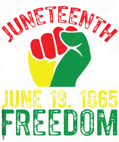 "Juneteenth Freedom Day Poster with Raised Fist in African Colors"