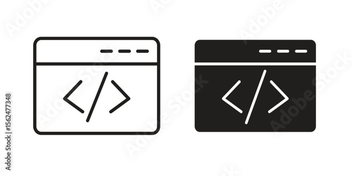 Web Code icon Black and White Vector Graphic