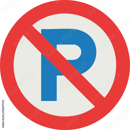 No Parking Sign Icon Vector Illustration