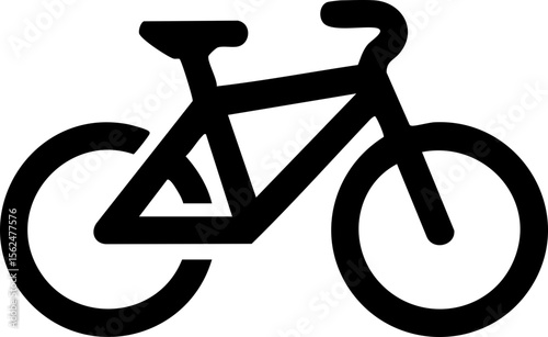 Black Bicycle Icon on White Background
