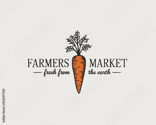 Farmers Market Logo with Carrot Illustration
