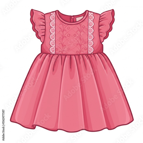 A sweet pink dress graphic, ideal for fashion design, children's clothing, or creating springtime themed designs with a touch of elegance.