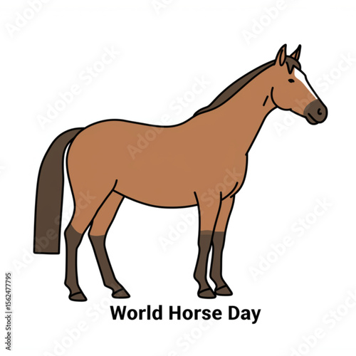 Appealing graphic features a majestic brown horse, commemorating World Horse Day and ideal for various creative design projects.