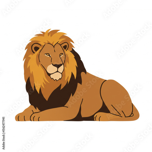 Majestic lion resting, a scalable design suitable for logos, educational materials, or wildlife themed applications with a noble and powerful feel.