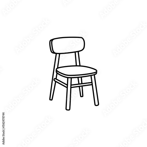 Minimalistic chair design with backrest on transparent background