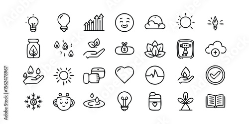 Hand Drawn Icon Set Business Nature and Wellness Elements