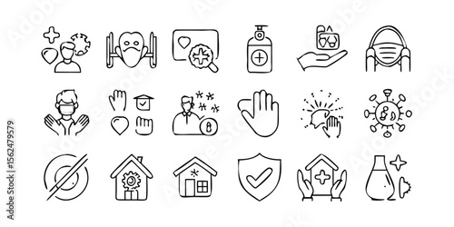 Hand Drawn Icons of Coronavirus Prevention and Safety Measures