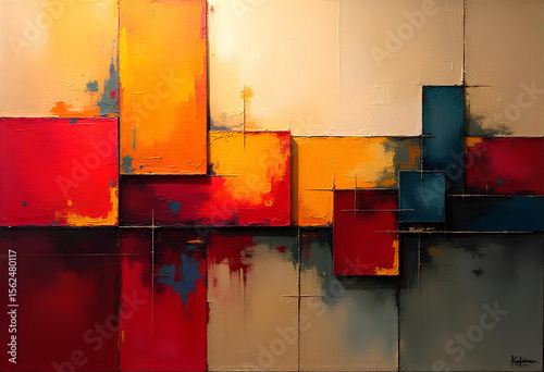 Contemporary Abstract Wall Art Featuring Colorful Block Design