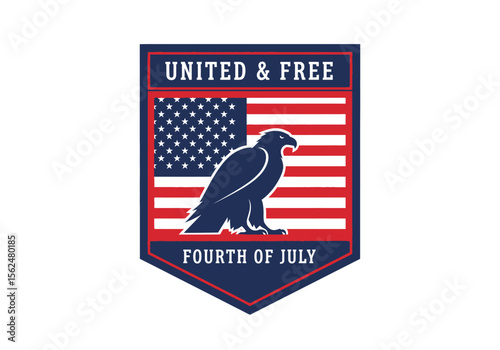 An American eagle soars above the stars and stripes symbolizing unity and freedom for Fourth of July