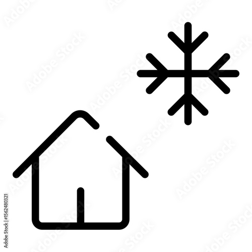 Chalet Mountain Cabin House Line Icon