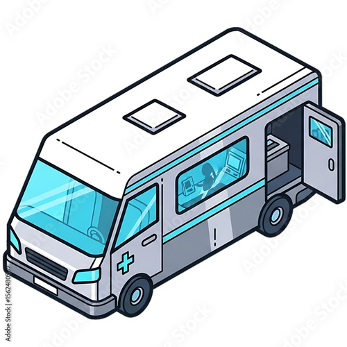 Mobile medical van for rural or emergency healthcare.