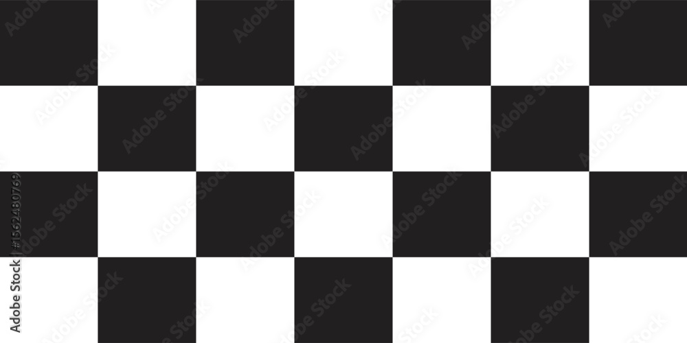 Fototapeta premium Black and white checkered pattern . Chess pattern . Black and white square background . Checkered wallpaper . Vector illustration