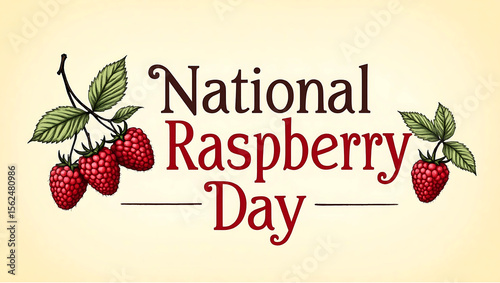 National Raspberry Day Text Banner with Creative Raspberry Elements and Vibrant Backgrounds