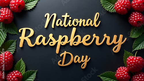 National Raspberry Day Text Banner with Creative Raspberry Elements and Vibrant Backgrounds