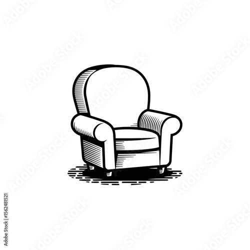 Minimalistic armchair design with detailed texture on transparent background