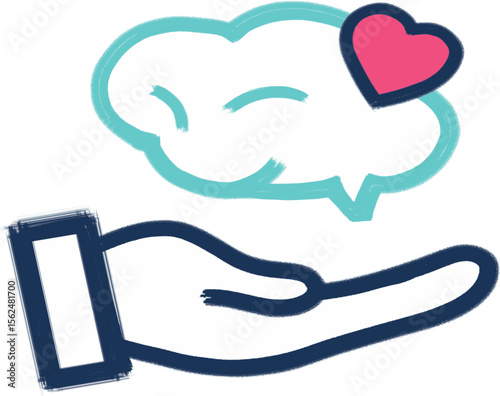 brain and heart perfect for presentation, powerpoint, social media post, graphic resource