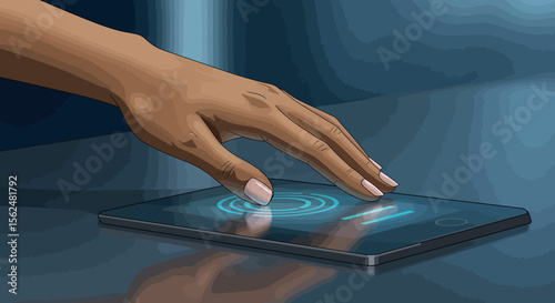 Futuristic touch screen interaction vector illustration for technology design
