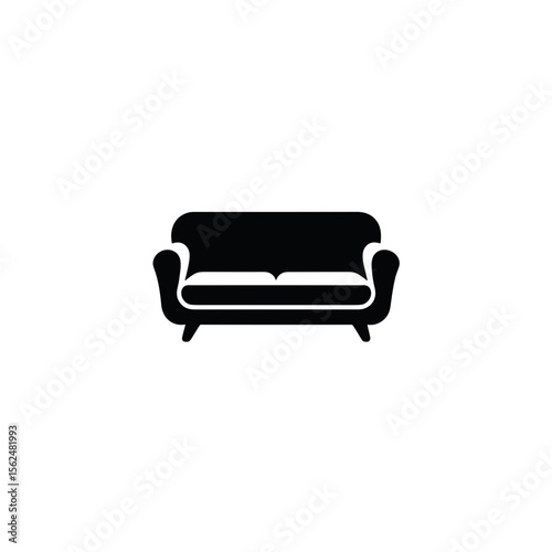 Minimalistic sofa design on transparent background