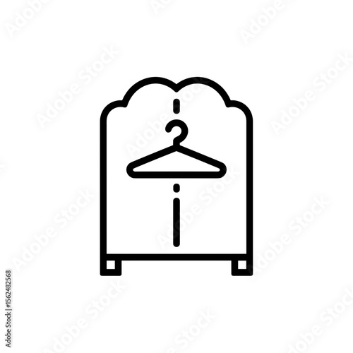 Minimalistic wardrobe design with hanger on transparent background