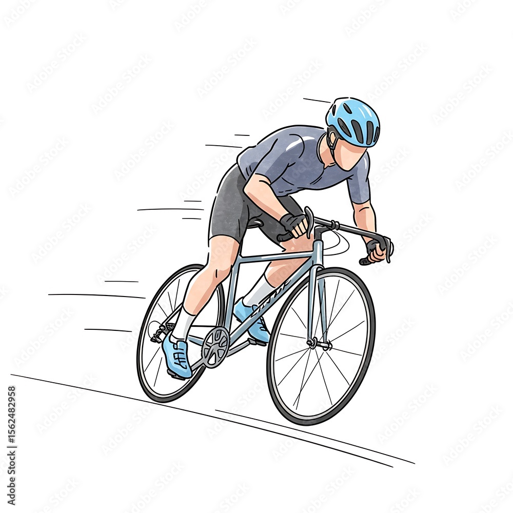 Obraz premium Male cyclist riding fast on a road bike in a dynamic pose 