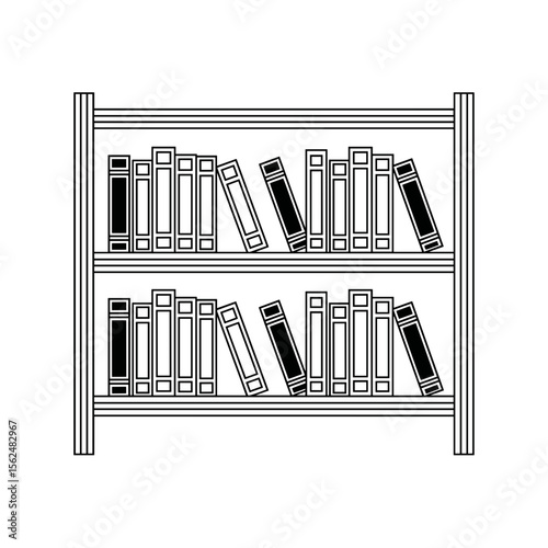 Minimalistic bookshelf design with books on transparent background