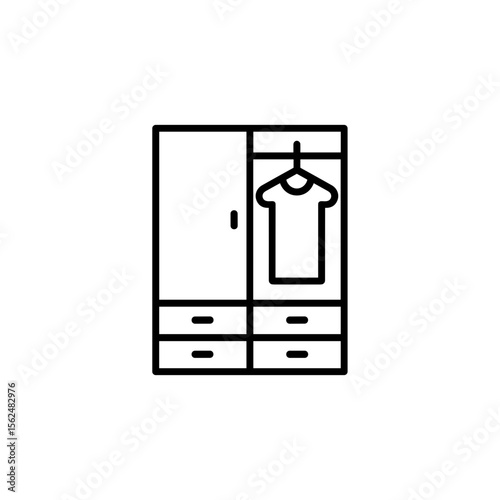 Minimalistic wardrobe design with shirt and drawers on transparent background