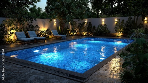 Tranquil evening pool oasis
