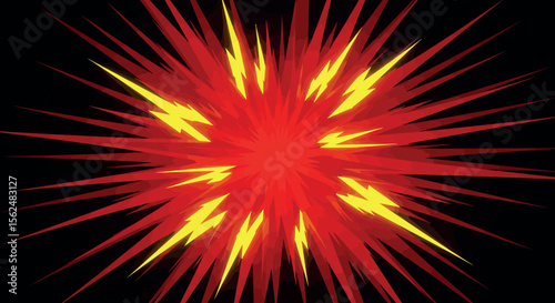 Dynamic explosion in red and yellow vector illustration for graphic design