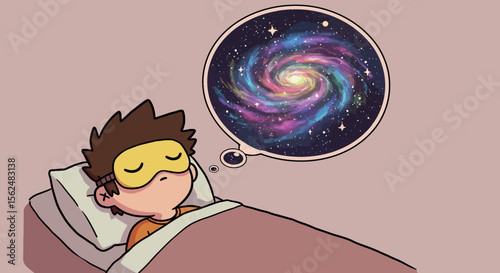 Dreaming of the cosmos: child imagines colorful galaxy while sleeping