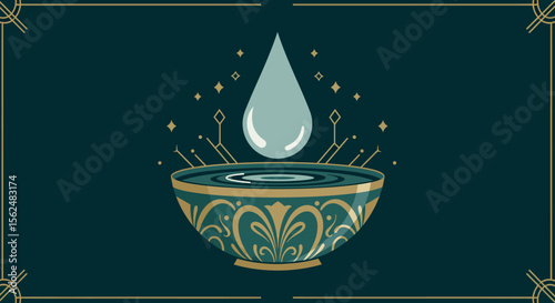 Decorative bowl with water drop in elegant art deco design