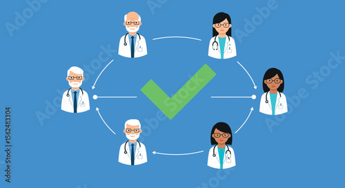 Medical teamwork collaboration concept vector illustration for healthcare design