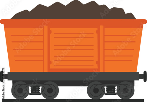 Coal Freight Train Car Loaded with Black Coal Vector Illustration for Industrial Transport Design