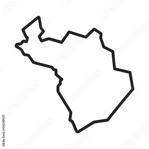 Black Line Art of Middle East Map on White Background  
