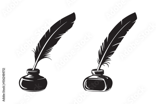 Classic quill pens and inkwells symbolizing writing and history