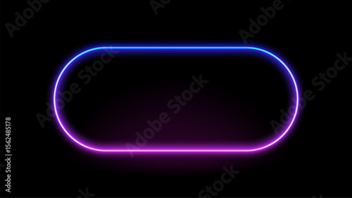 Neon frame glowing with blue and purple light on a black background, representing a futuristic display or sign.