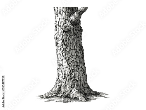 Hand-drawn Acacia Bark Sketch, rustic tree decor, old engraving style, vintage woodland art, eco-friendly trunk illustration, forest nature print, retro botanical