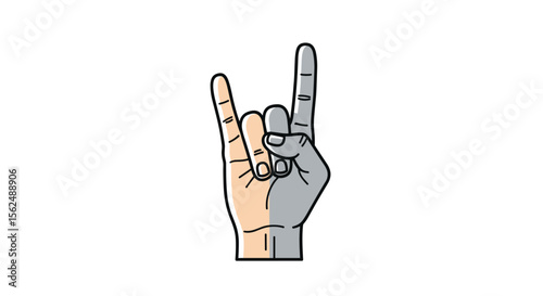 Two-toned hand gesture showing the rock and roll sign.