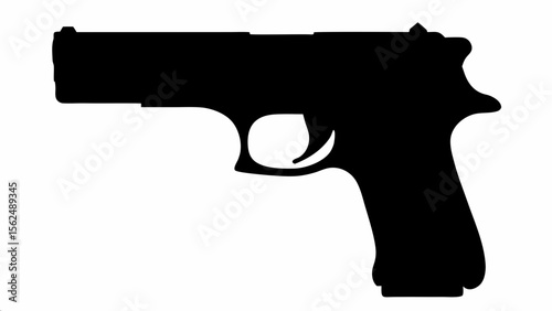 Silhouette of a handgun with a visible trigger and barrel against a white background image design created with generated ai