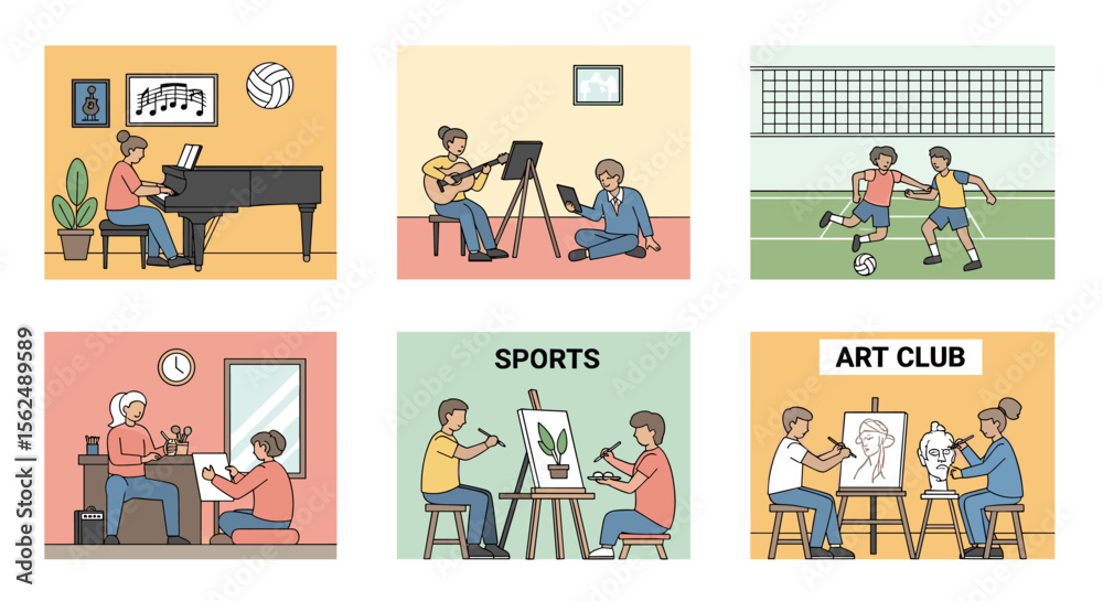 Fototapeta premium Diverse Activities in Various Clubs and Classes