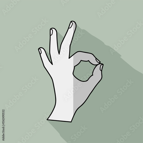 Stylized Hand Gesture: Okay Sign with Long Shadow