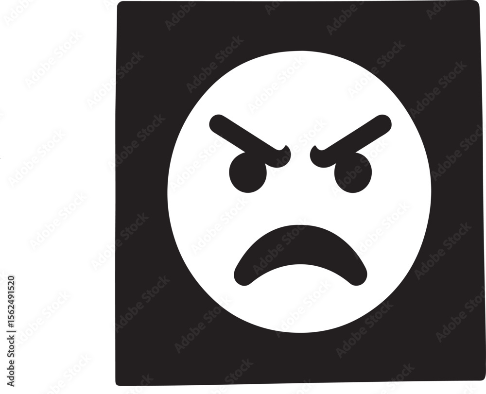 Obraz premium Angry Face Icon Vector Illustration of Frustration and Anger