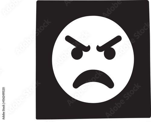 Angry Face Icon Vector Illustration of Frustration and Anger