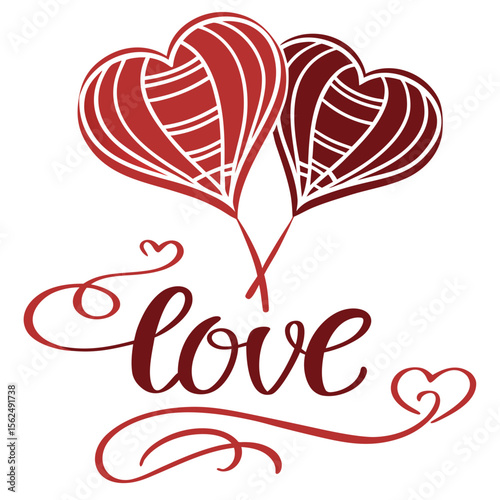 Romantic Love Heart SVG Design  Couple Silhouette with Balloons and Hearts Valentine’s Day Wedding Card, T-Shirt, and Printable Vector Art