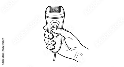 Hand holding an epilator device, ready for hair removal in personal care