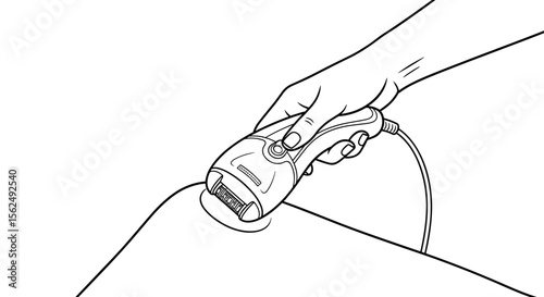Hand using an epilator on skin for hair removal in personal care routine